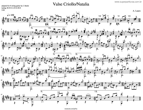 Partitura da música Lauro: Valse Criollo/Natalia [8–Str Gtr]